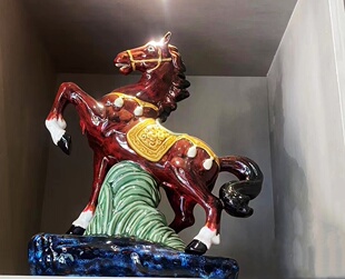 石湾公仔陶瓷骏马千里马手工摆件客厅公司门店招财风水动物小马