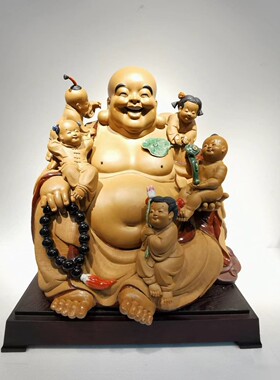 五子登科摆件门厅礼品石湾陶瓷