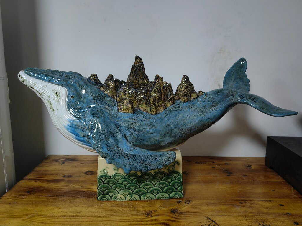 陶瓷仿真动物海鱼鲸鱼手工摆件