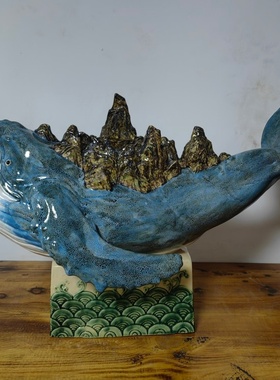 陶瓷仿真动物海鱼鲸鱼手工摆件