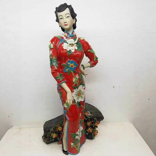 陶瓷民国旗袍美女名媛手工摆件