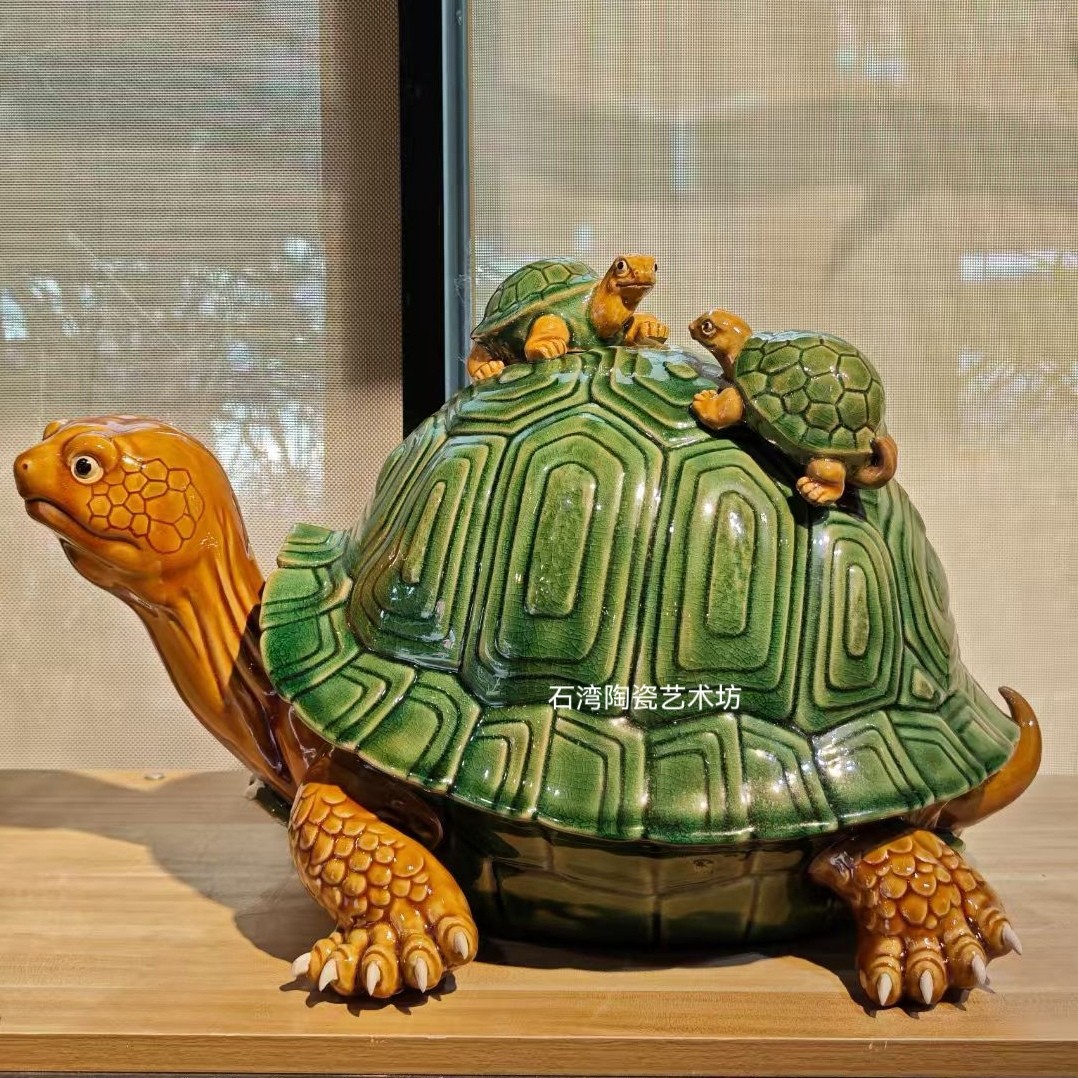 陶瓷动物乌龟假山龟工艺品摆件