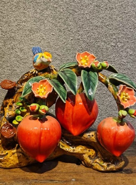 陶瓷仿真桃子手工摆件