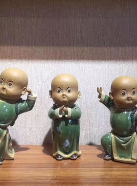 陶瓷功夫小和尚工艺摆件送客户