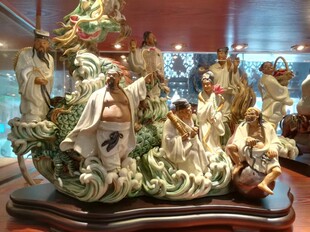 石湾公仔陶瓷乘龙八仙过海手工摆件家居入伙祝寿公司镇宅风水摆设