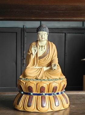 陶瓷阿弥陀佛佛祖手工摆件石湾公仔家居装饰品工艺品如来佛摆件