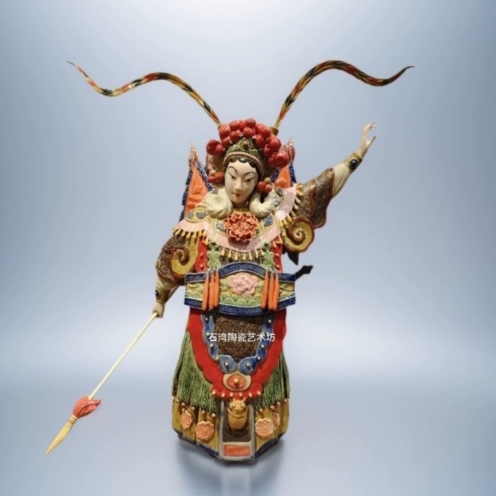 陶瓷杨家将穆桂英手工精品摆件