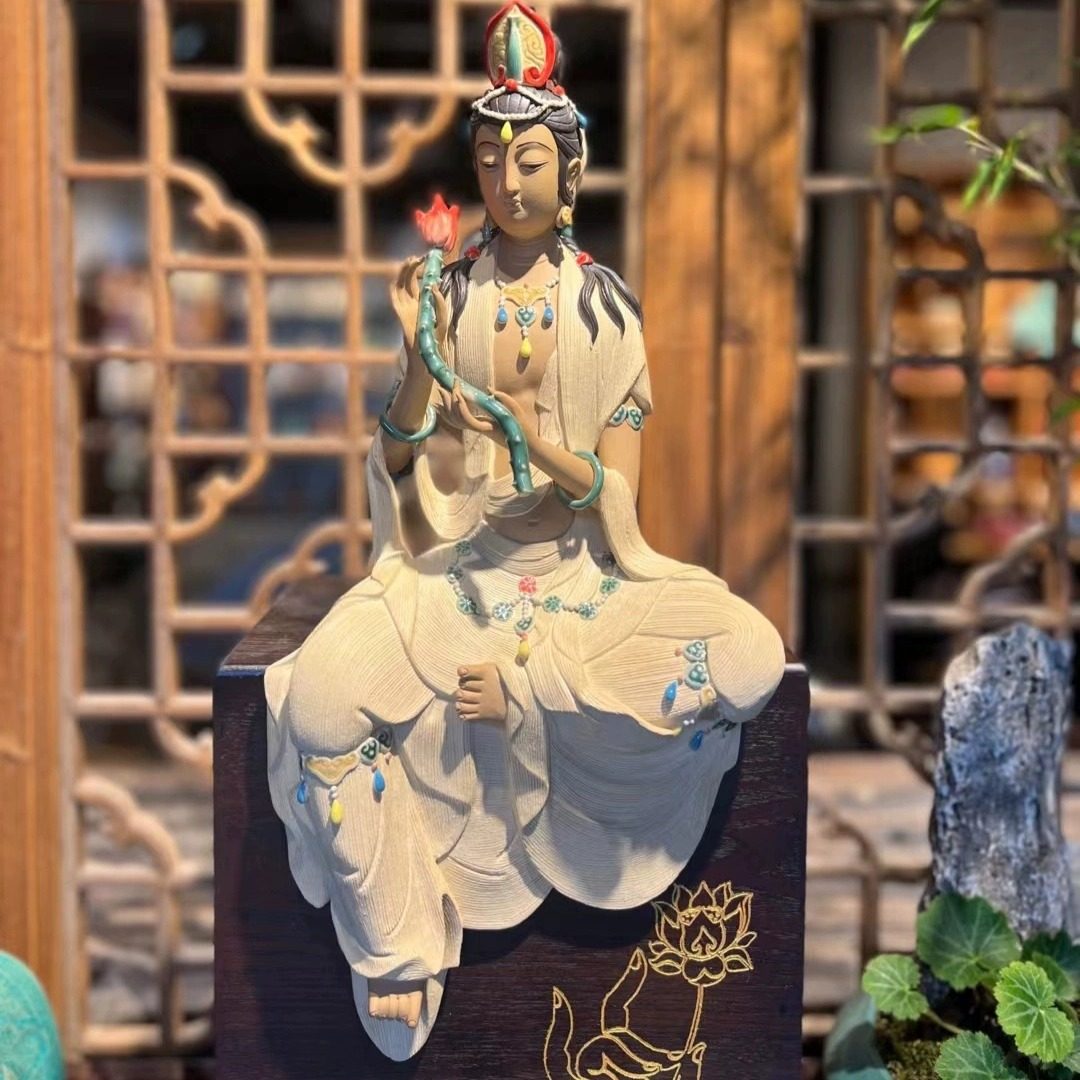 陶瓷观音菩萨禅意供奉佛像摆件图片