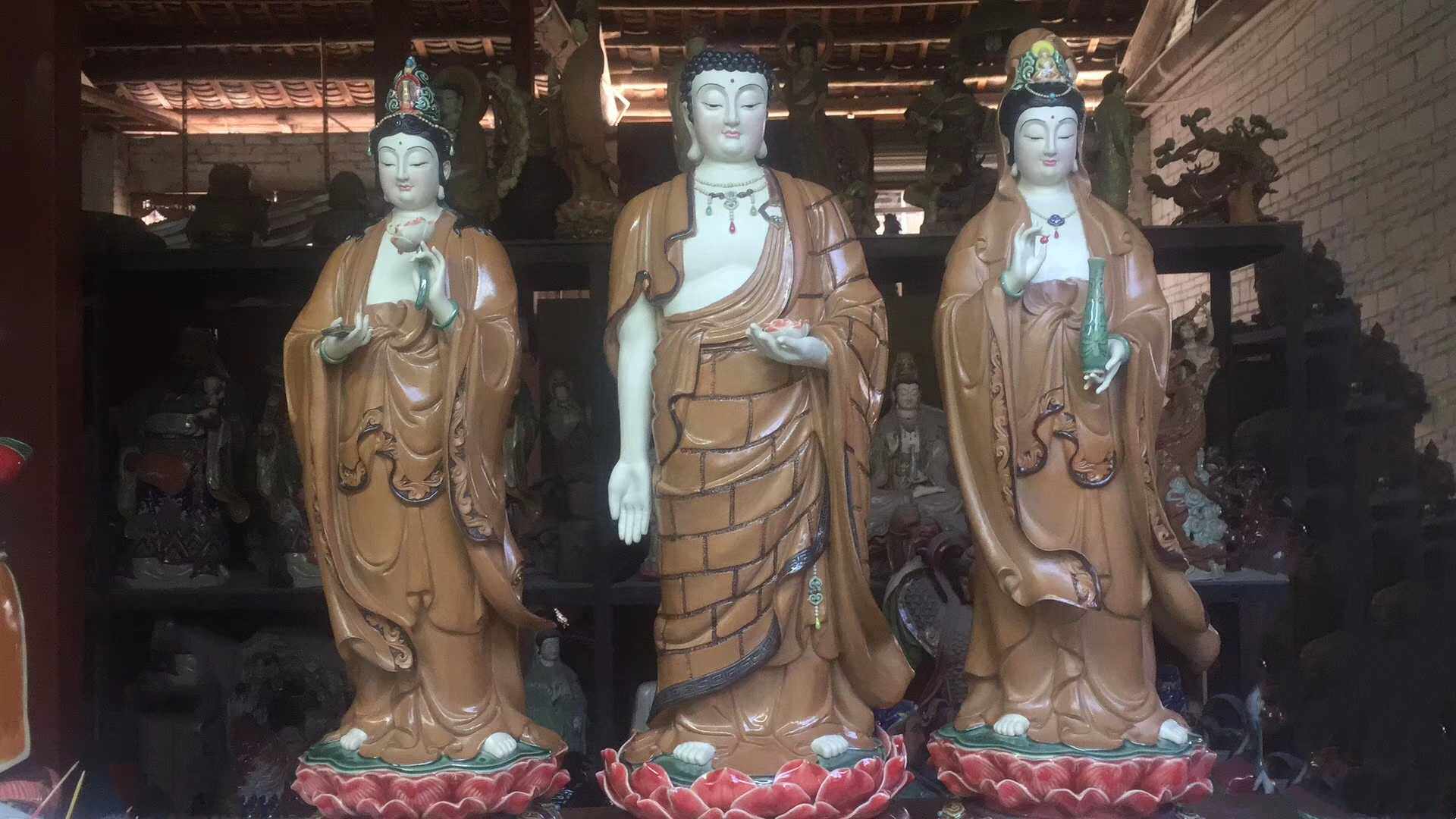公仔手工特大观音菩萨石湾陶瓷