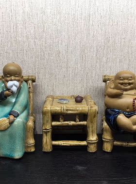 陶瓷佛老友记茶文化茶庄手工摆件