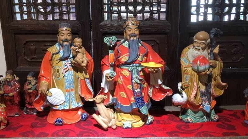 陶瓷石湾公仔供奉风水福禄寿三星