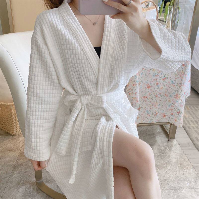 美容院顾客衣服美容院专用浴袍客人服装汗蒸服华夫格酒店浴衣浴袍