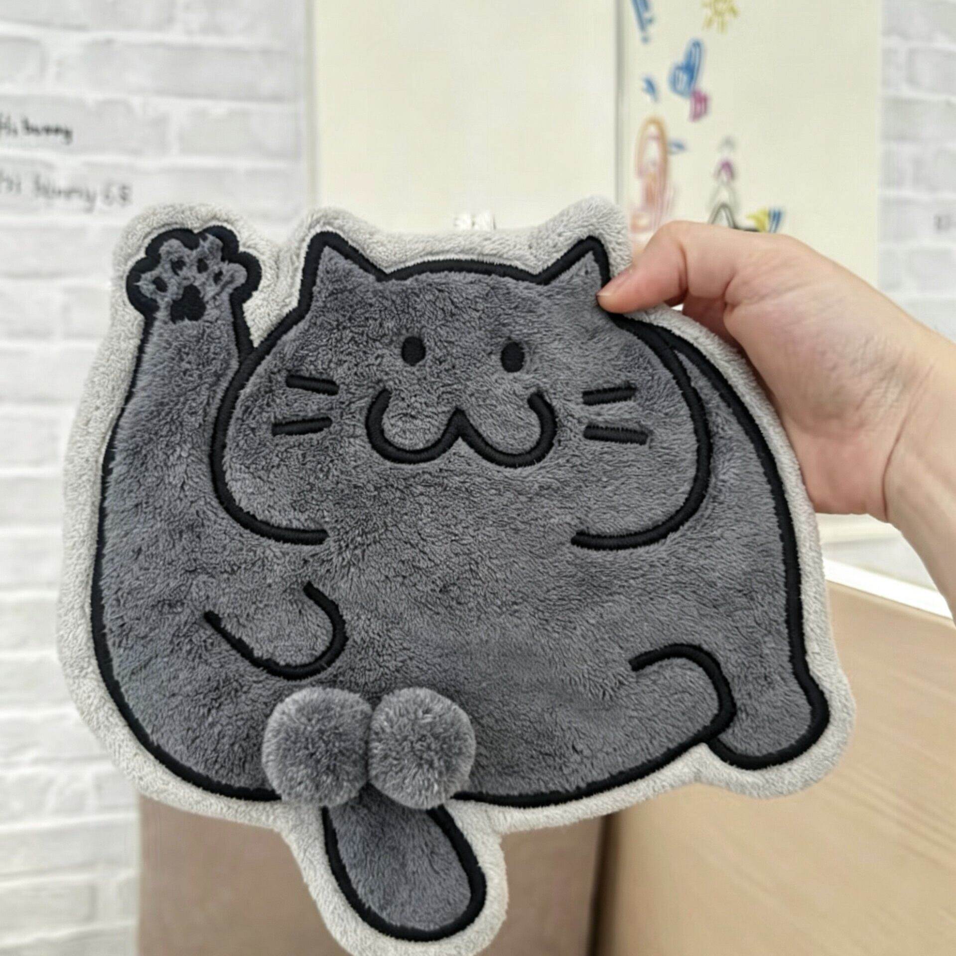 玩蛋小猫擦手巾悬挂式卫生间厨房小猫蓝猫吸水擦手巾高颜值毛巾