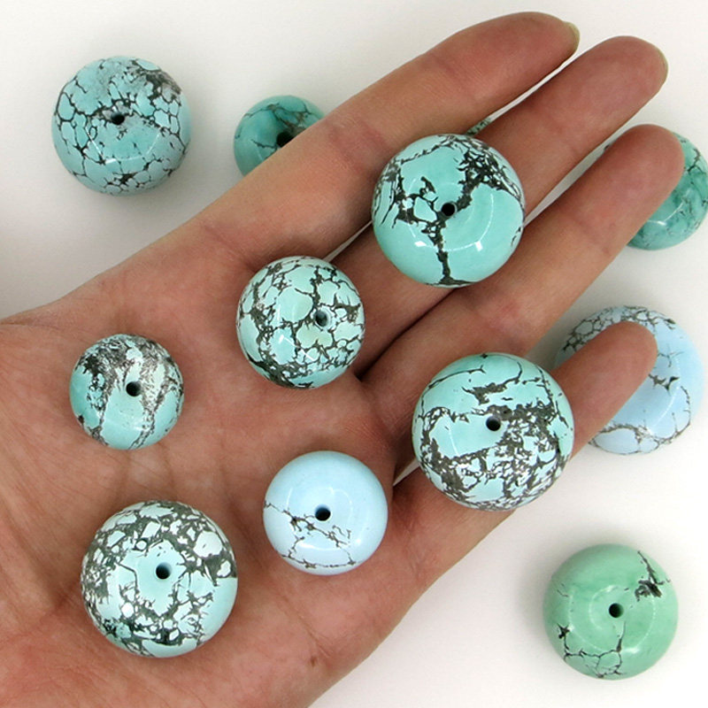 天然湖北绿松石平安扣吊坠散珠隔珠原矿手串金刚星月菩提配饰配件