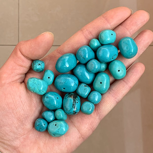 天然湖北十堰绿松石随形籽原石散珠毛料手串手链高瓷DIY配珠男女