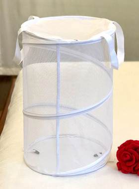 DT011可折叠超大容量网状脏衣篮公仔玩具带盖收纳筐便携卧室衣柜