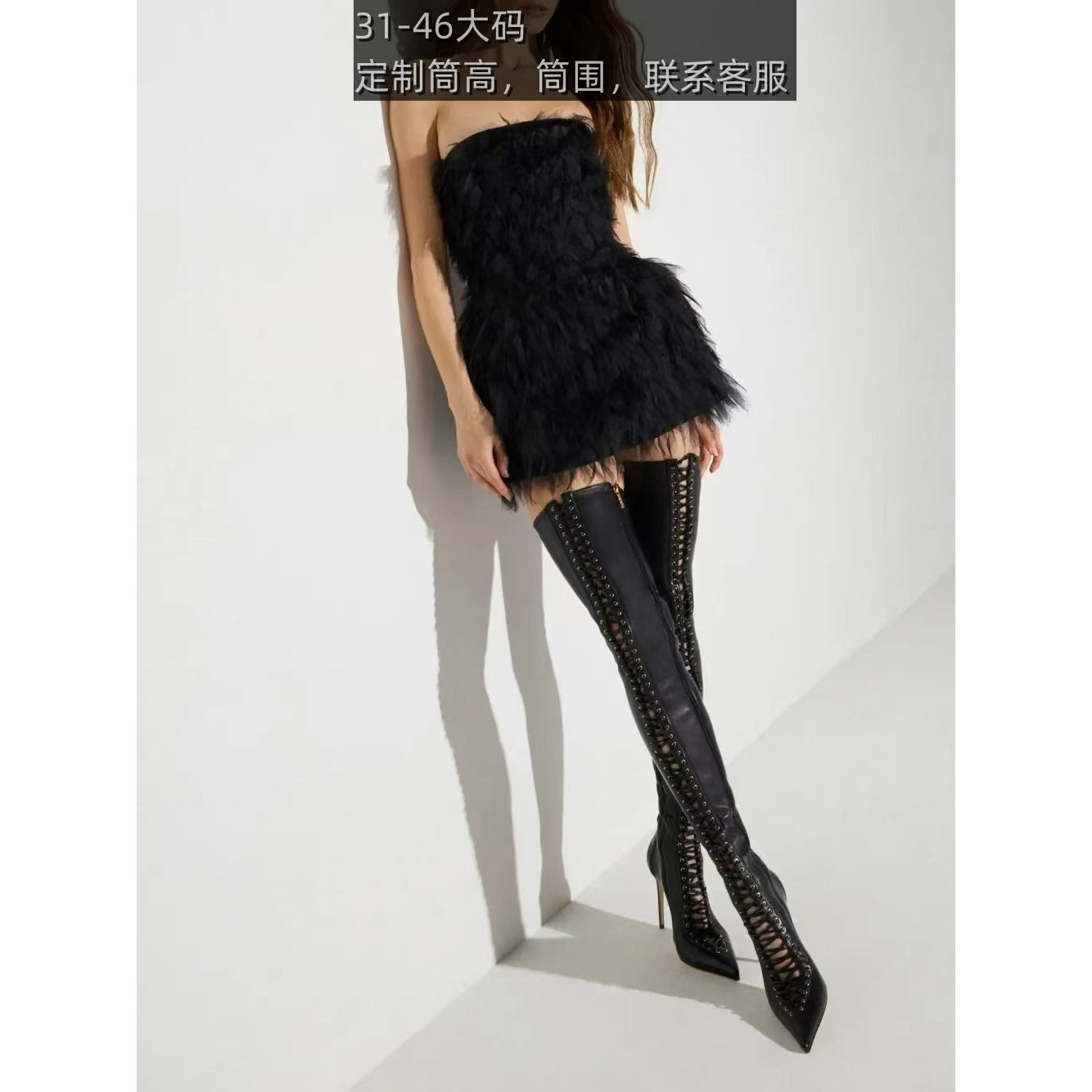 跨境独立站ins辣妹钢管舞大腿靴