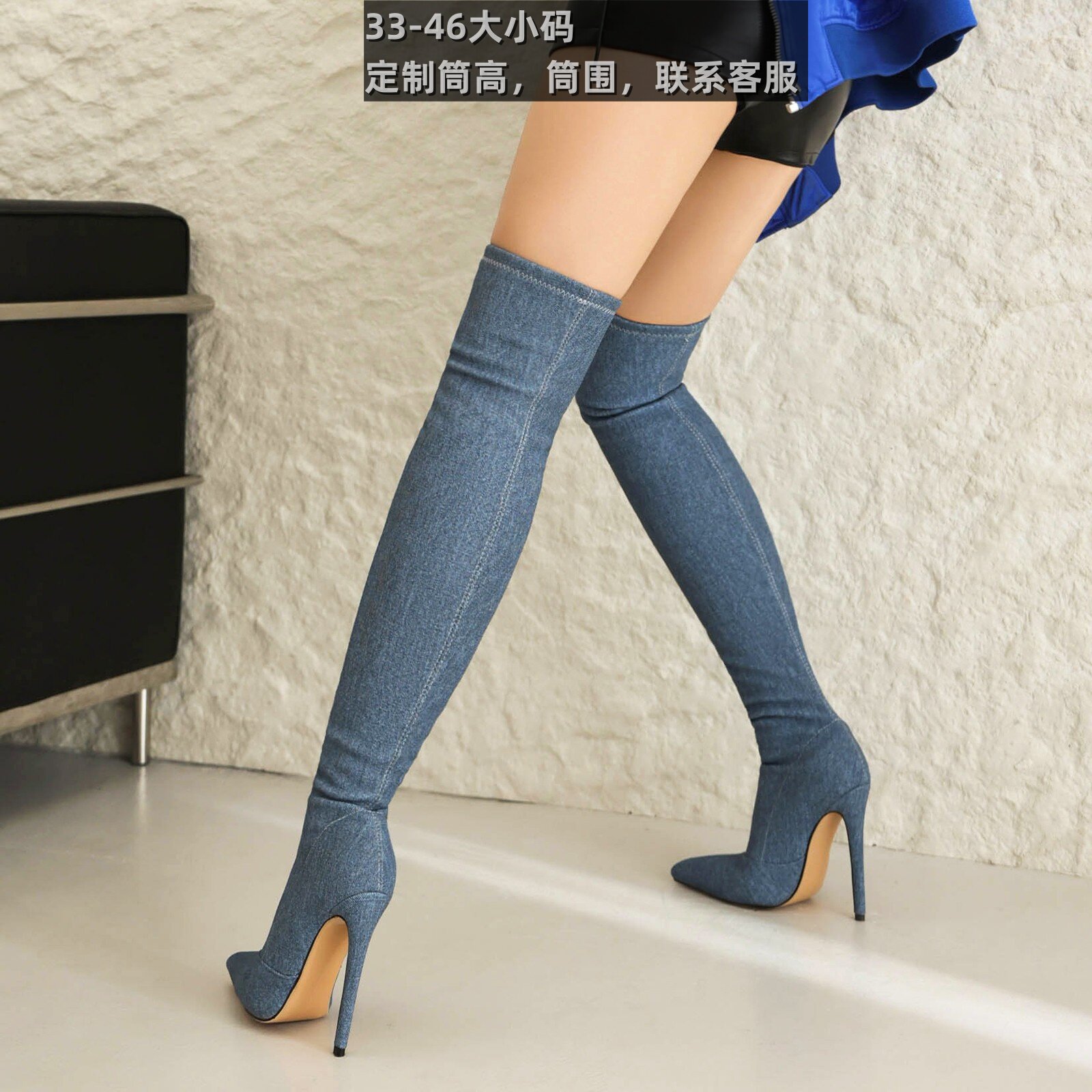 跨境亚马逊春秋套筒大腿女高筒靴