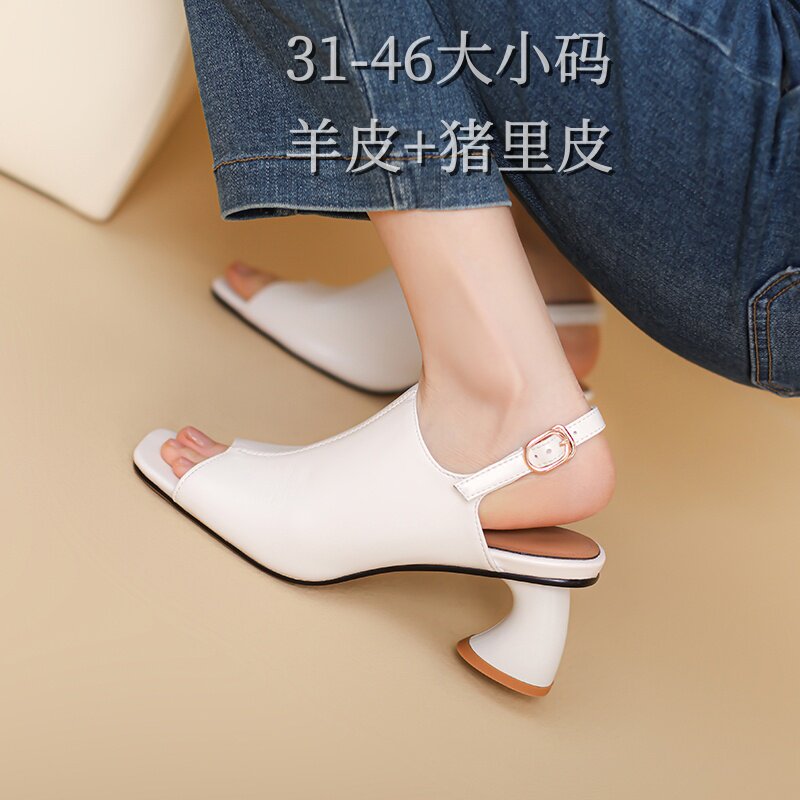 跨境亚马逊猪里皮百搭4.5cm凉鞋