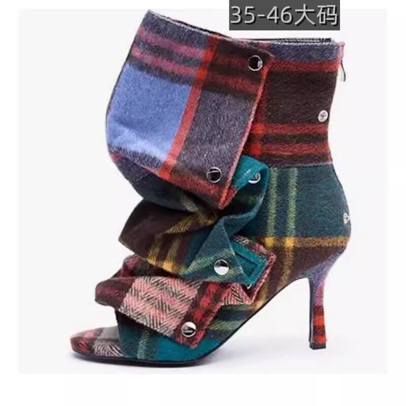 春夏时尚纽扣两穿辣妹舞会潮凉靴