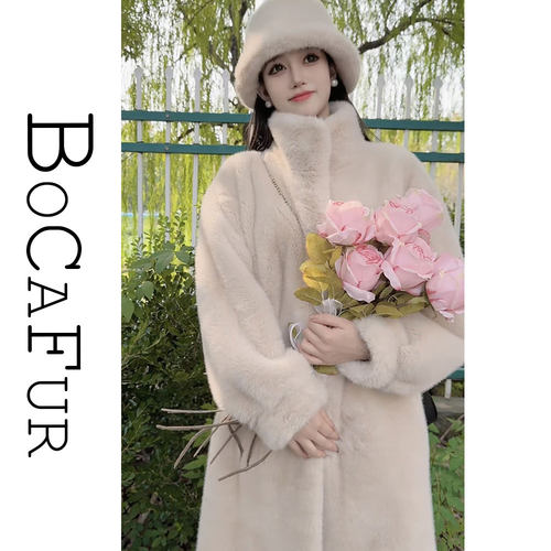 海宁2025冬新款貂绒加厚外套韩版立领女时尚百搭韩版毛毛大衣