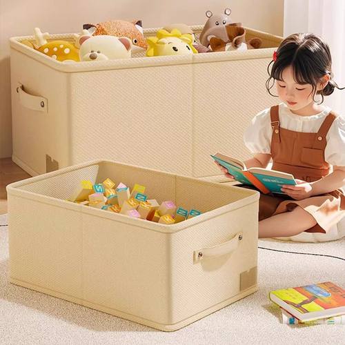 儿童玩具收纳盒透明桌面积木收纳箱多功能布艺杂物储物神器整理盒