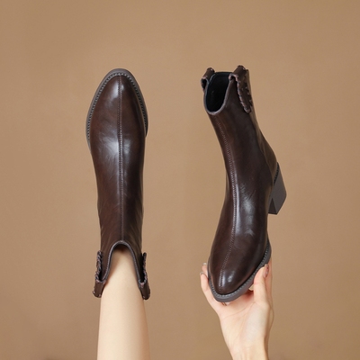 【双耳提带】气质尖头时装靴瘦瘦靴靴子女秋冬马丁靴加绒靴子女靴