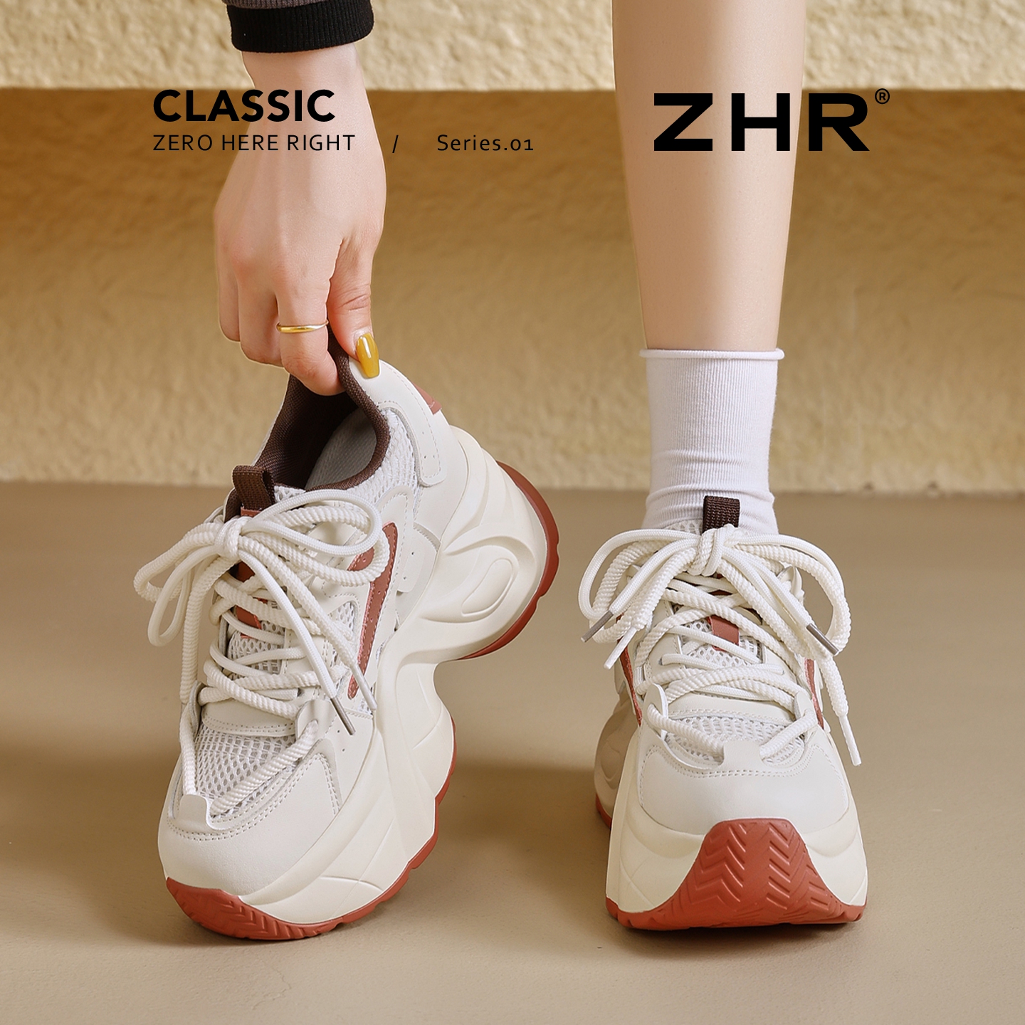 ZHR厚底老爹鞋2025新款女款透气