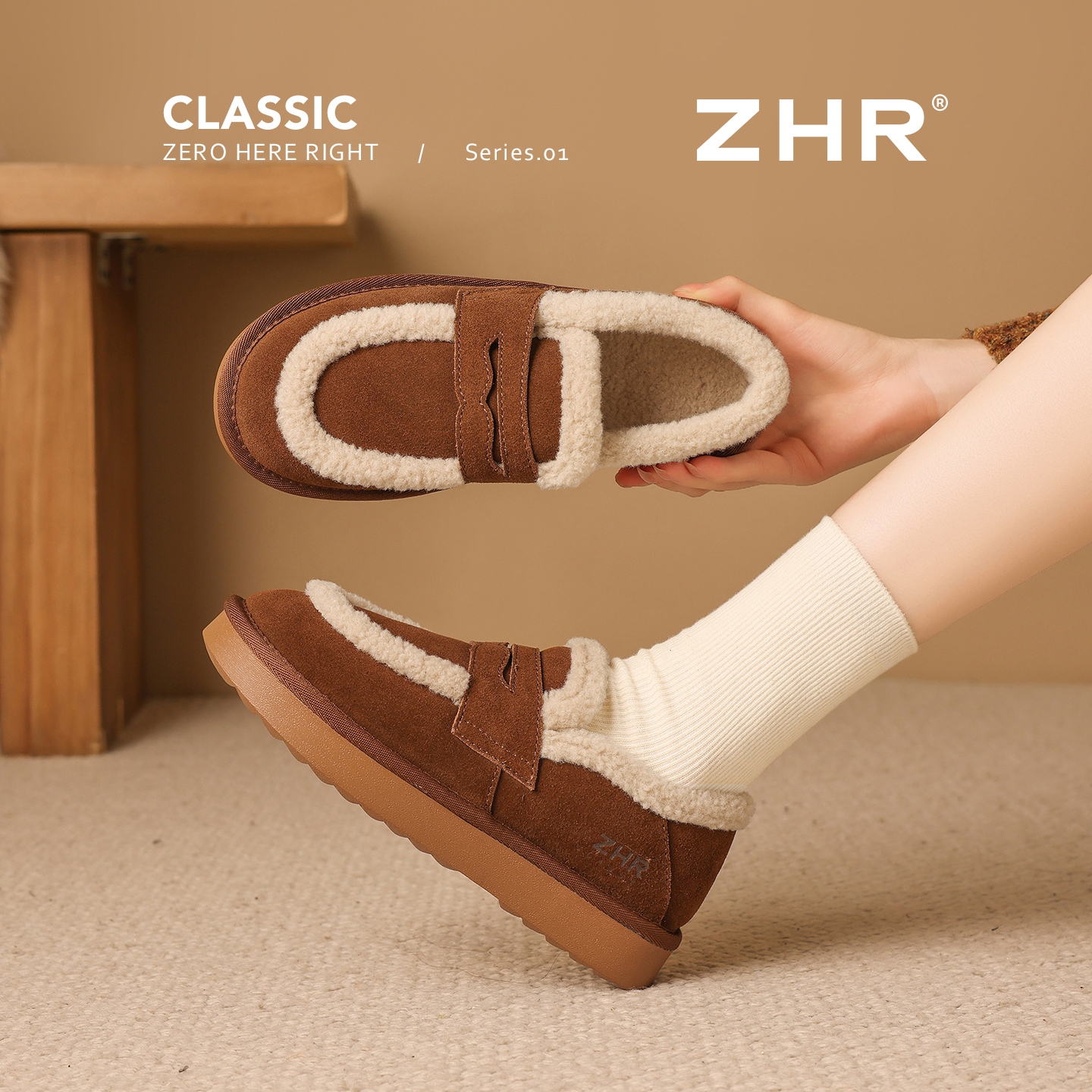 ZHR加绒加厚保暖吐司勃肯雪地靴