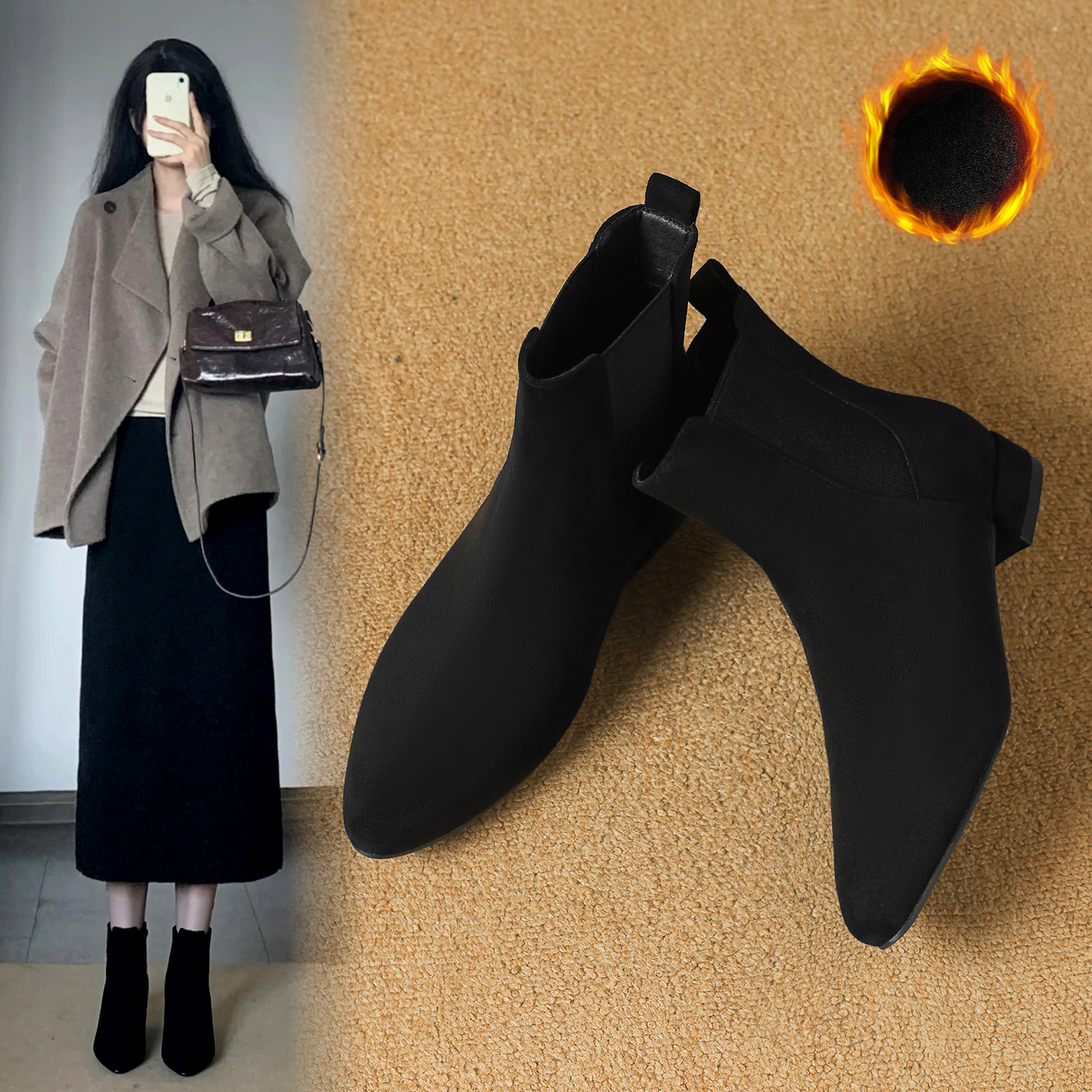 ZHR/则则气质瘦瘦时装靴通勤靴弹力靴切尔西靴秋冬小短靴女靴