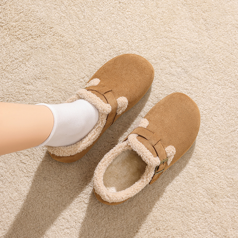 【专柜同款】一脚蹬豆豆鞋加绒乐福鞋子女秋冬季毛绒勃肯鞋女单鞋