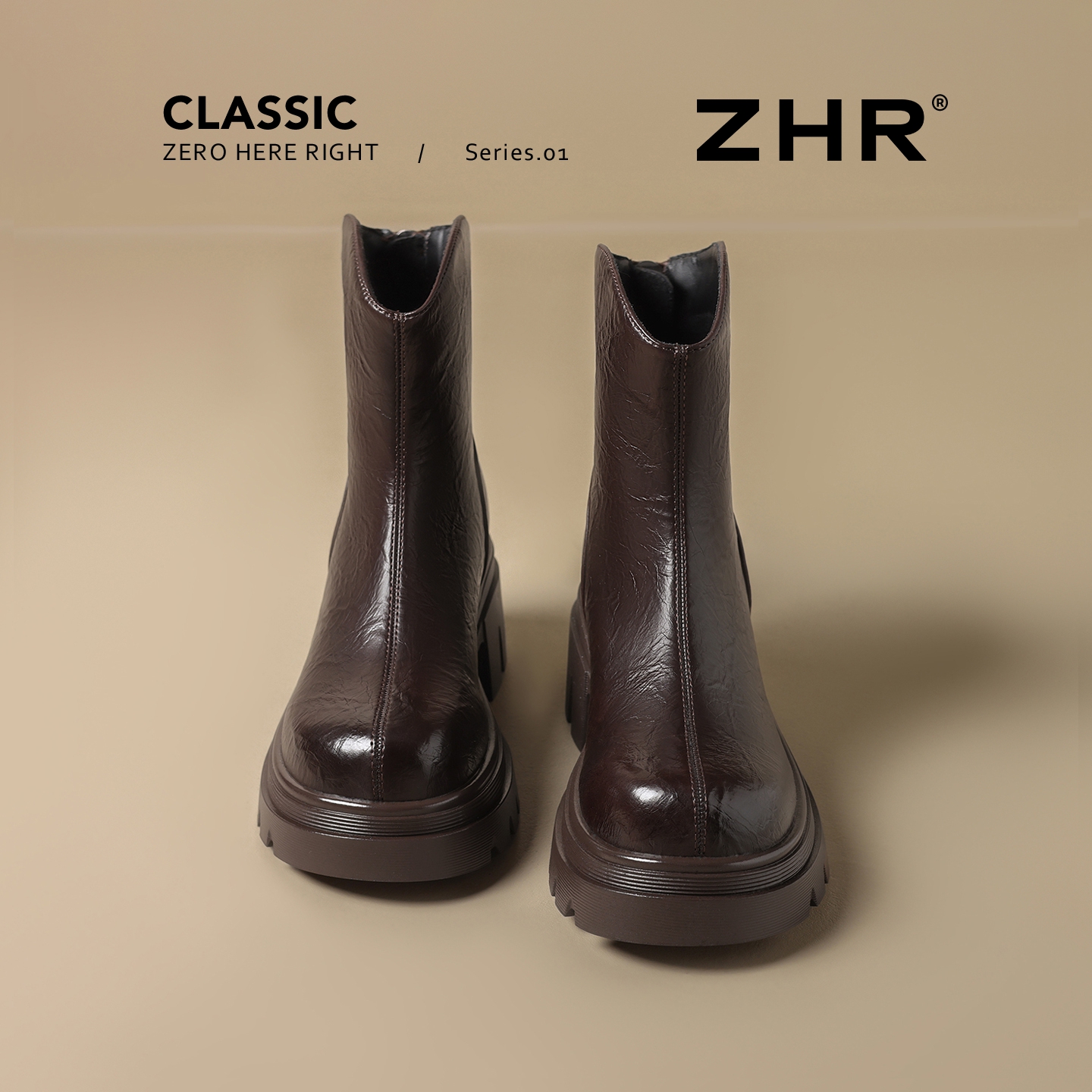 ZHR粗跟6cm马丁靴美拉德时装短靴