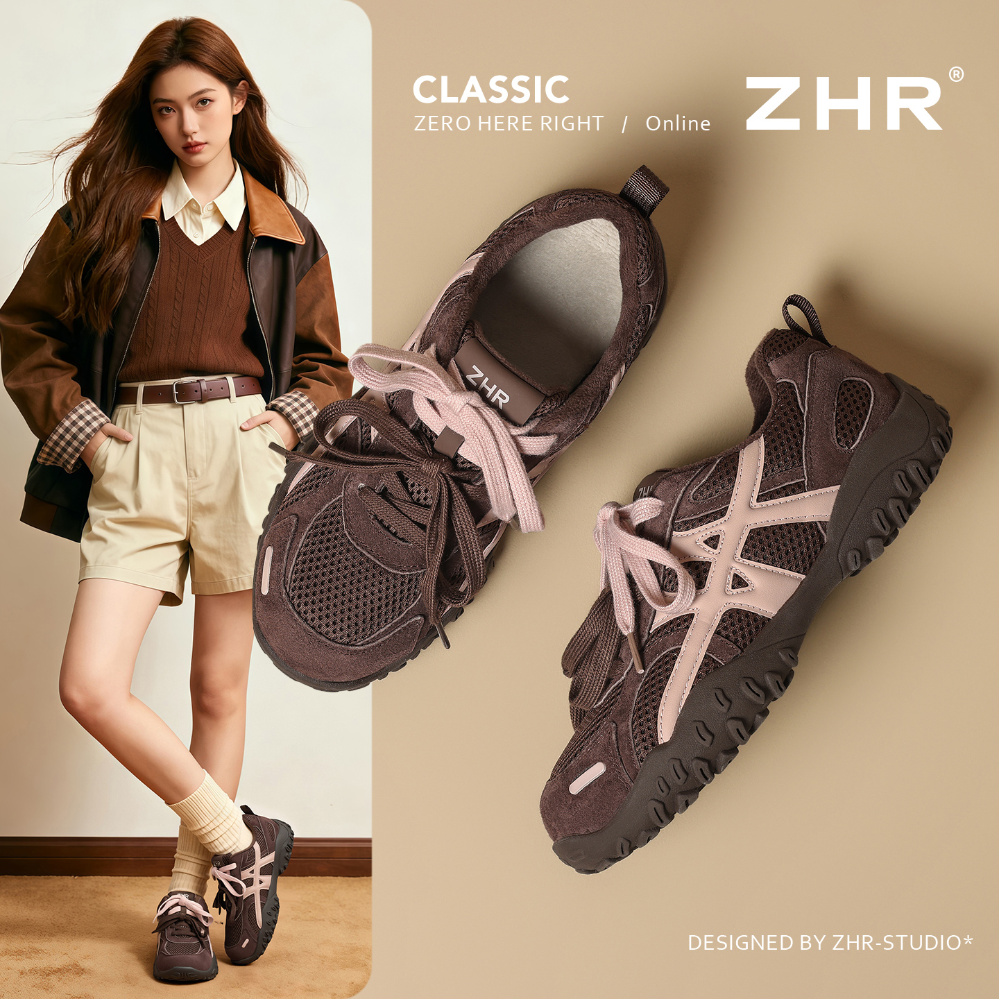 复古棕色德训鞋女2025新款秋冬拼色软底运动鞋百搭时尚薄底赛车鞋