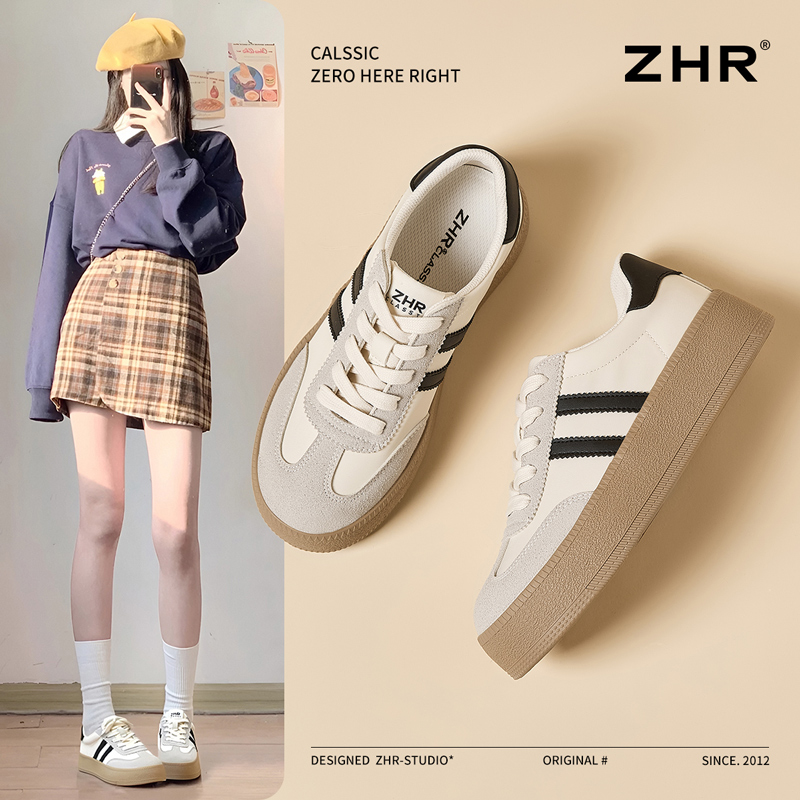 厚底增高德训鞋女百搭经典小白鞋