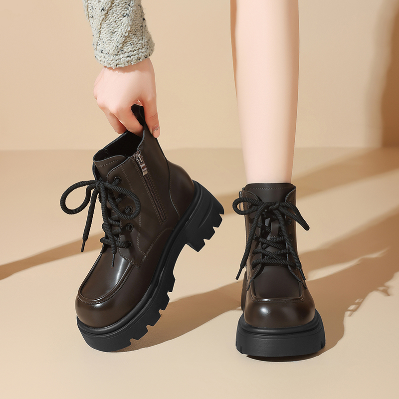ZHR/则则【侧拉链】25冬加绒靴子靴山茶花扣饰时装靴马丁靴女靴