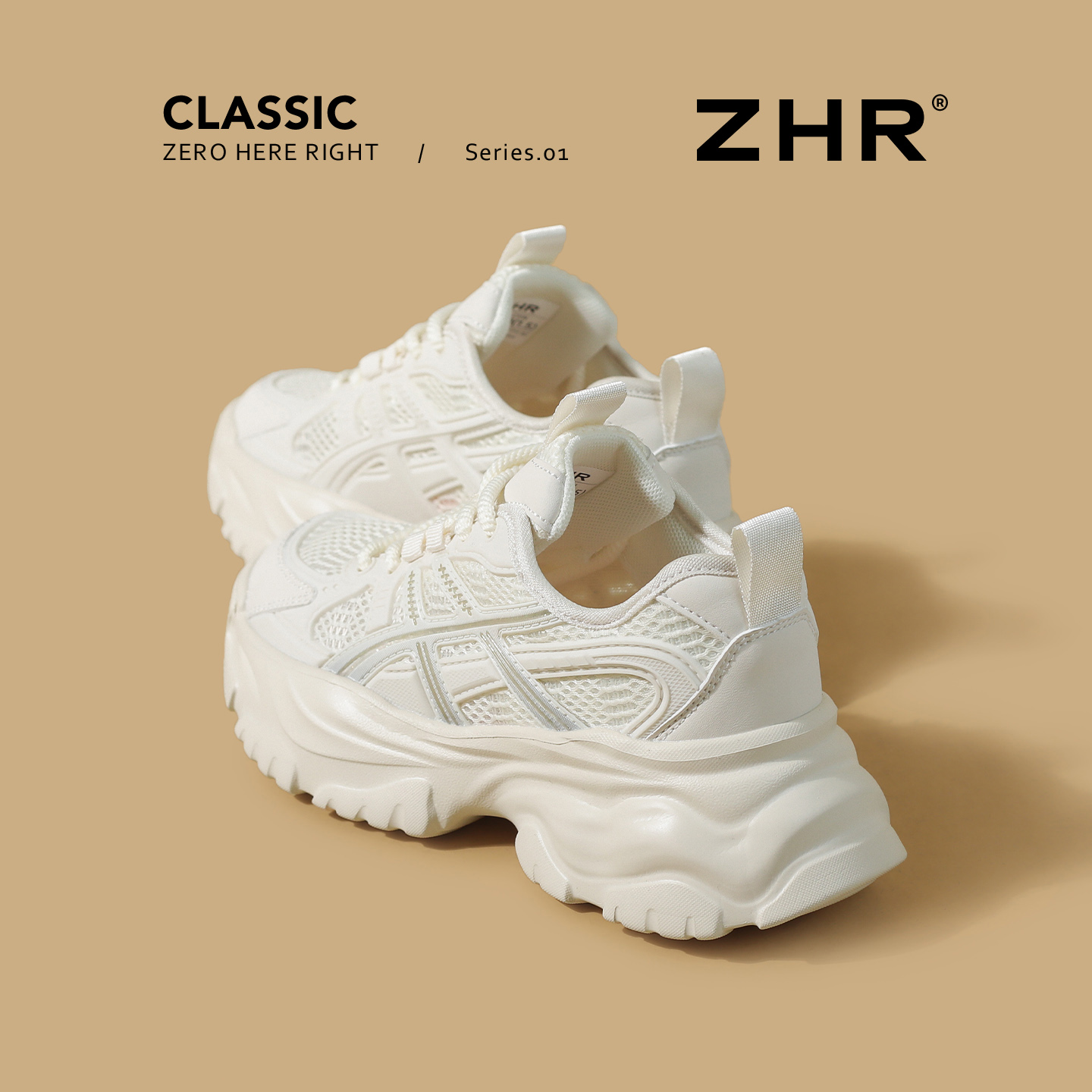 ZHR薄款老爹鞋女网面透气显脚小