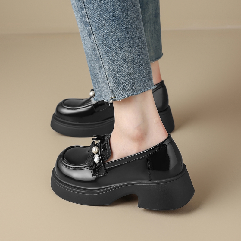 【英伦风】制服鞋一脚蹬女鞋黑色小皮鞋单鞋女春秋女乐福鞋女单鞋