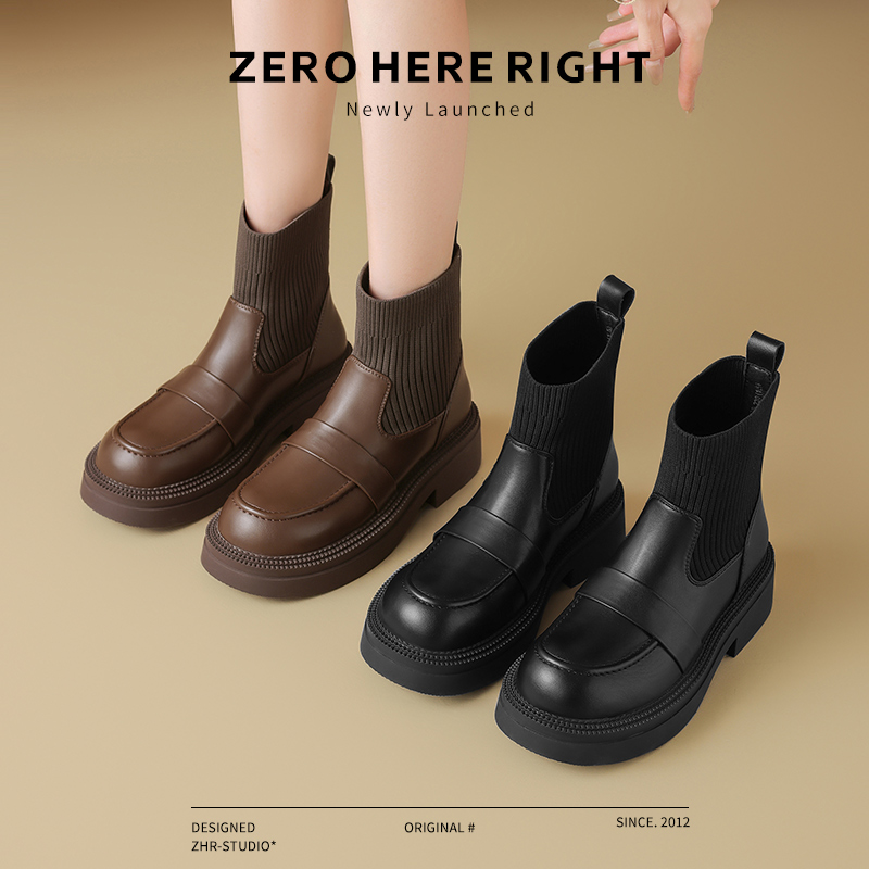 乐福袜靴女加绒中筒弹力瘦瘦短靴