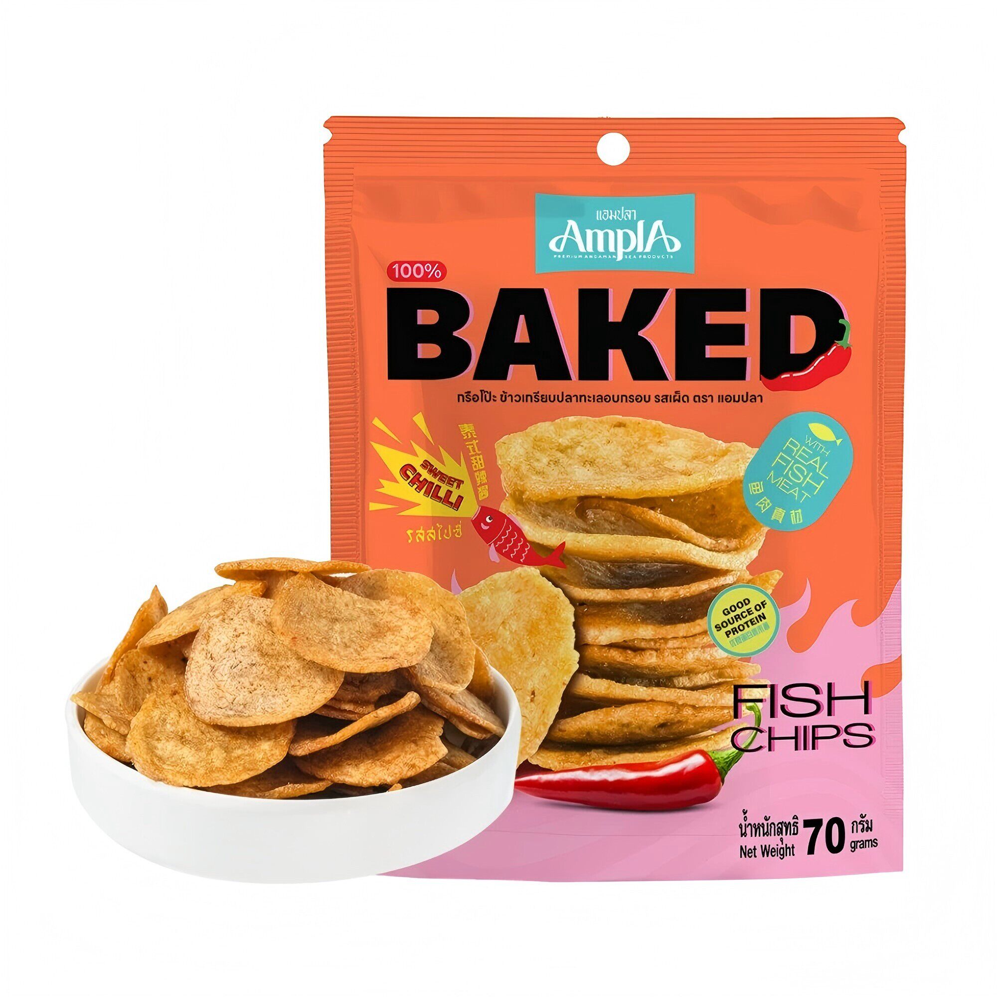 盒马代购BAKED/安脯烤鱼片泰式甜辣味70g富含高蛋白泰国进口零食