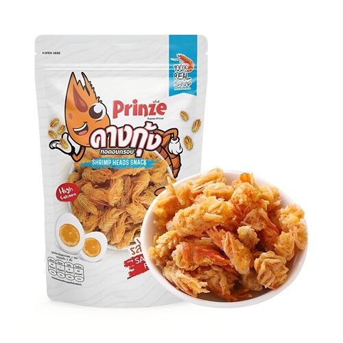 盒马Prinze炸虾头酥咸蛋黄味75g开袋即食网红休闲零食泰国进口
