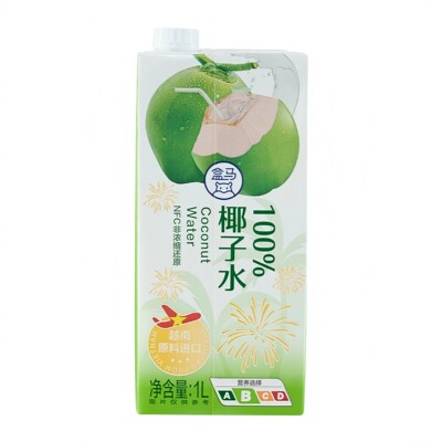 盒马代购进口100%椰子水1L盒装无菌冷灌装零糖零脂配料干净甘甜