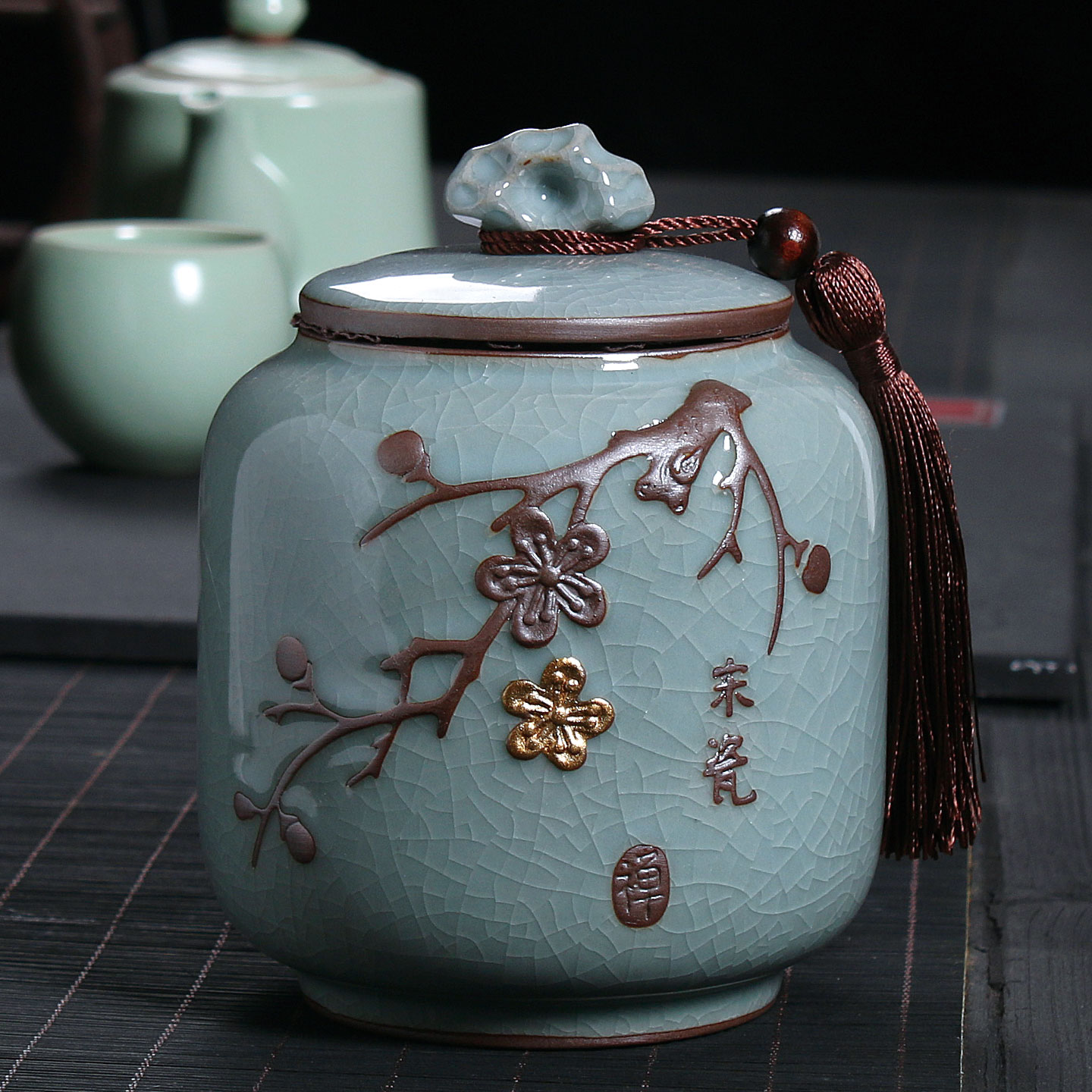 大号复古哥窑茶叶罐陶瓷