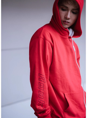 【极限清仓】TLD毒质 Pullover Hoodie复古宽松套头侧拉链帽衫-红