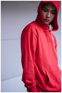 【极限清仓】TLD毒质 Pullover Hoodie复古宽松套头侧拉链帽衫-红