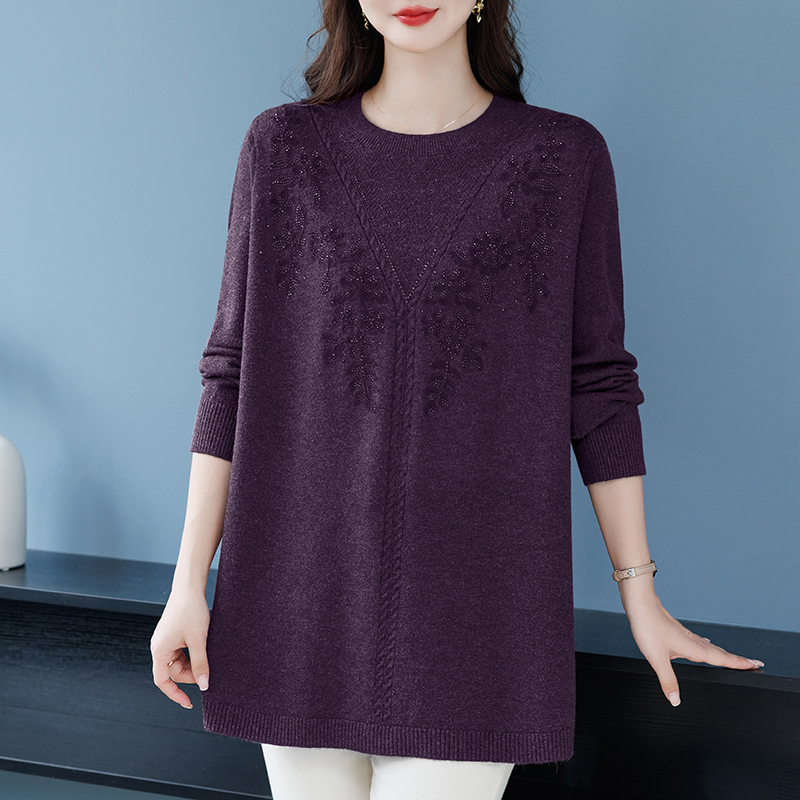 秋冬加肥加大码遮肉针织打底衫