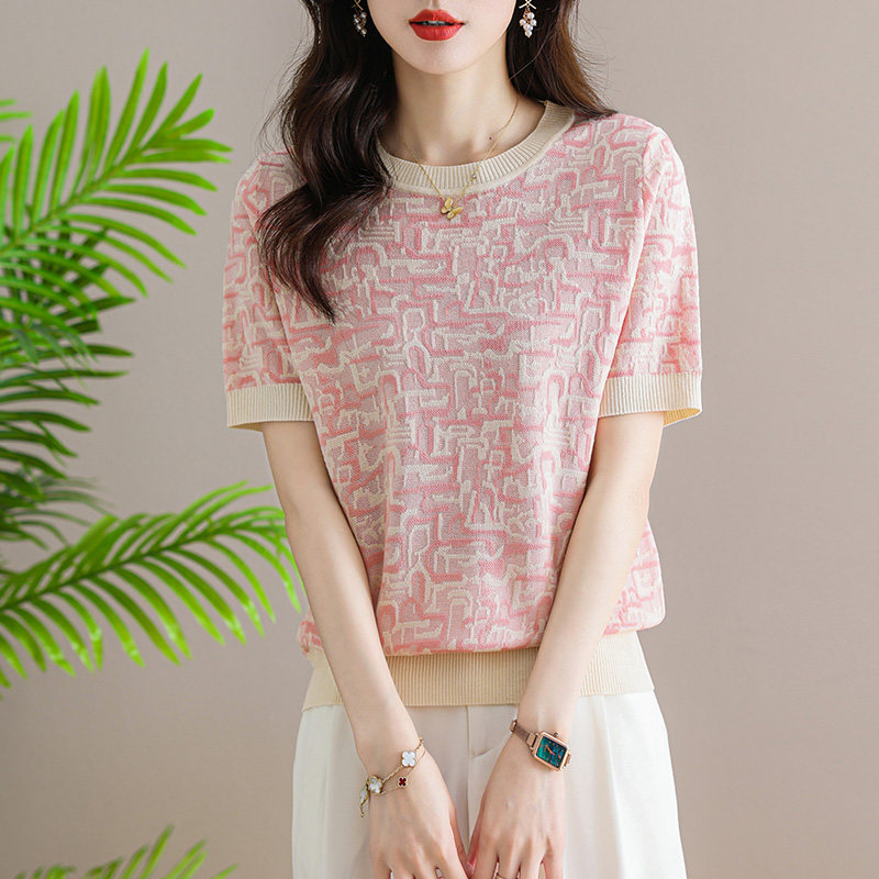 品牌天丝针织衫短袖t恤女