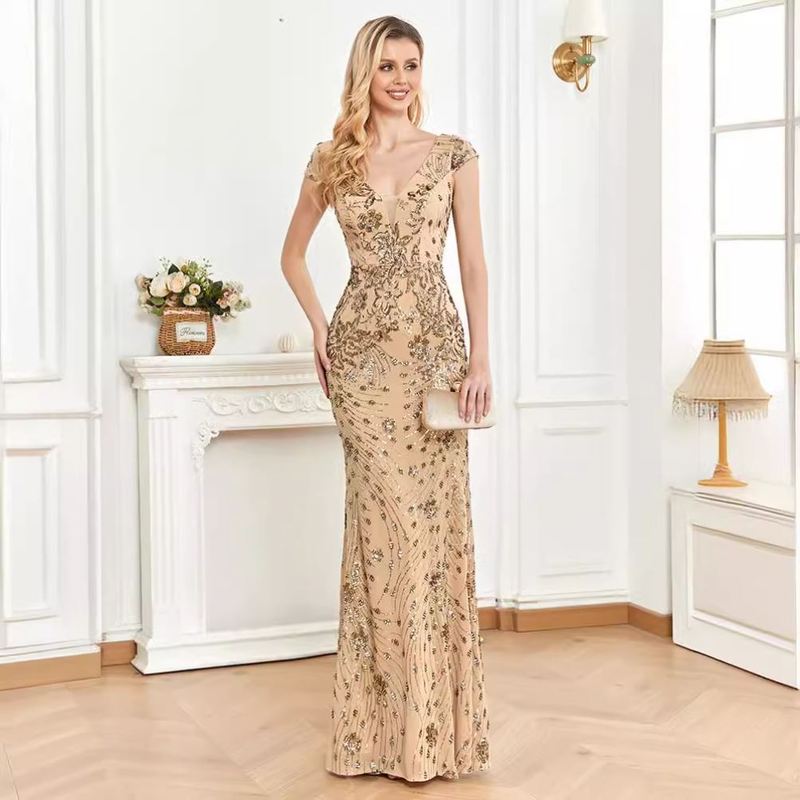 Sparkling champagne toast fish tail skirt欧美鱼尾裙连衣裙