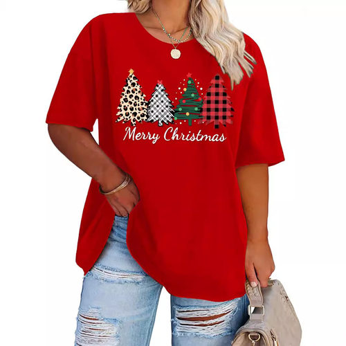 Merry Christmas Shirt Women's Christmas Tree T-shirt圣诞t恤