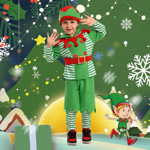 Halloween Kids Christmas Elf Costume 儿童圣诞精灵舞台演出服