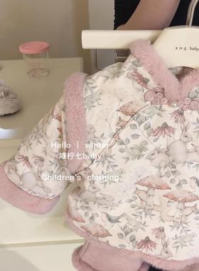 Girls' autumn clothing set, baby jacket, warm两件套加厚保暖